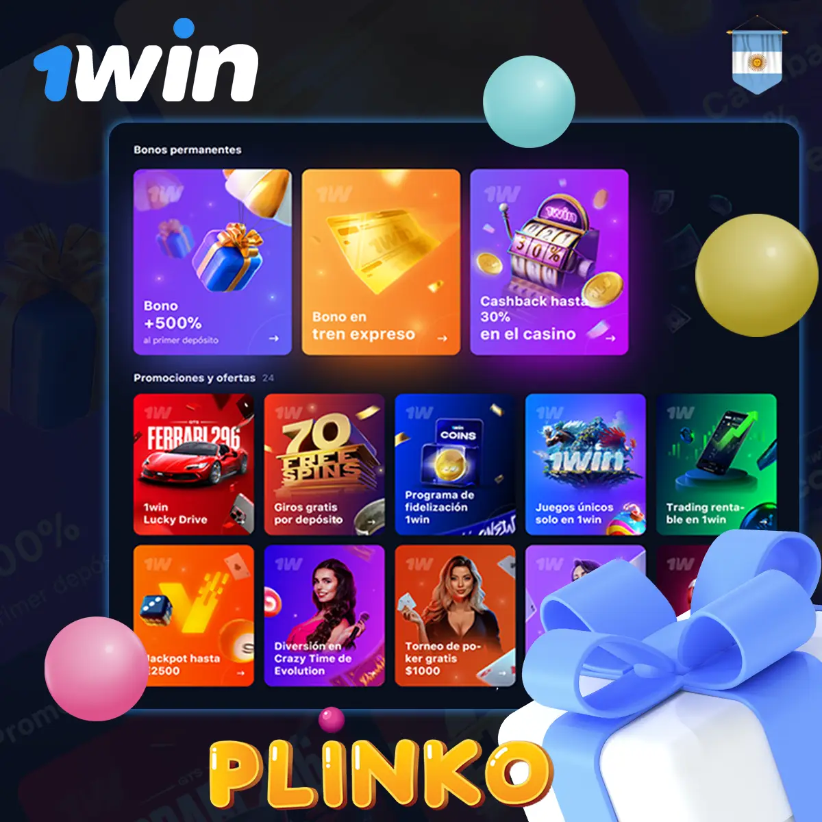 Bono y promociones 1win Plinko