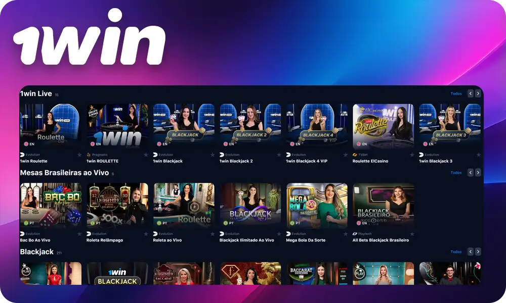Casino en vivo 1Win real